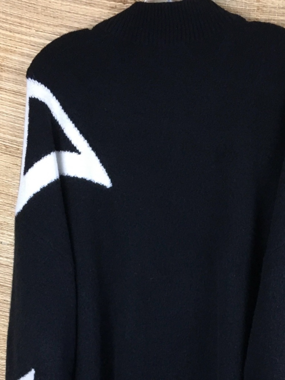 Allsaints Graphic Logo Jacquard Knit Mock Neck Sweater Black White Size L - Picture 10 of 15